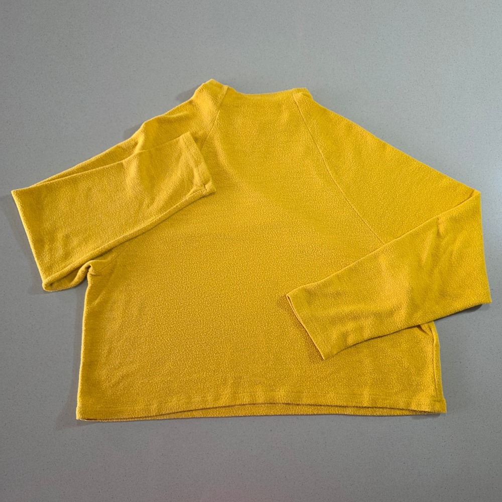 HM Womens Mustard Yellow Mock Neck Raglan Long Sleeve Textured Knit Top Size S